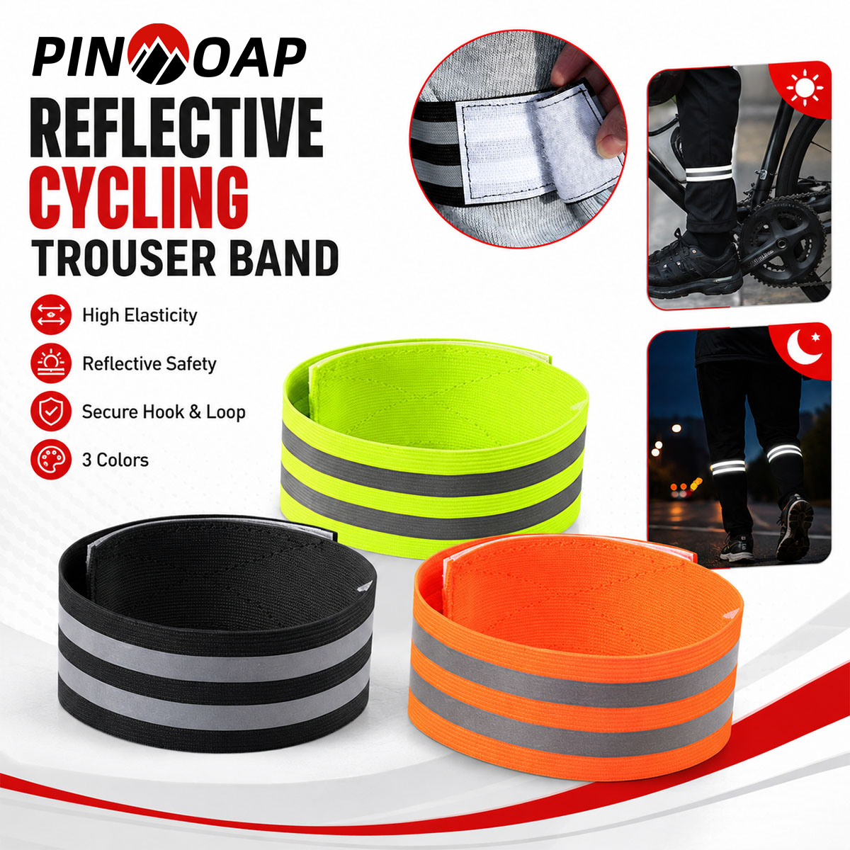 Cycling Commute Gear - PINMOAP 1/2PCS Correa Reflectante para Pantalones