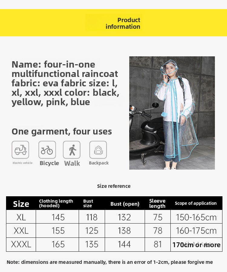 Poncho Impermeable Transparent - Cycling Commute Rain reseña y precio